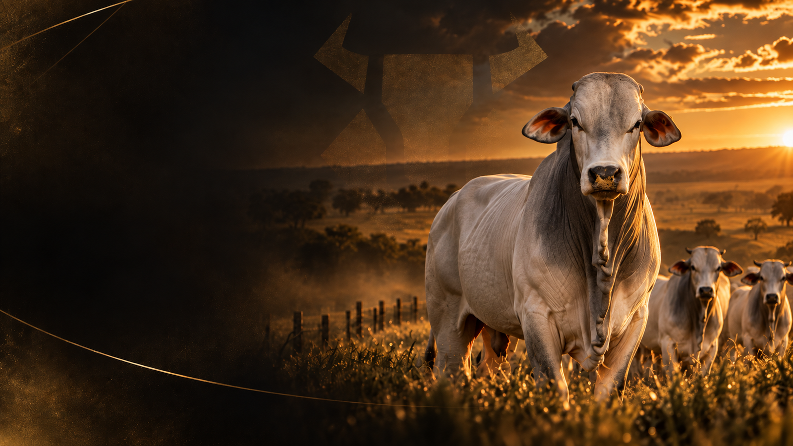 Touro Nelore da Fazenda São Bento ao entardecer